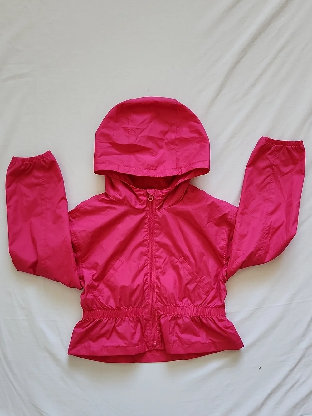 Gap Kids Girls Pink Hooded Ruffle Peplum Windbreaker Jacket M